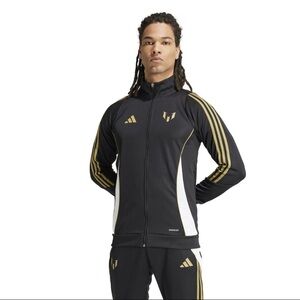 Adidas Men's Black Jacket with Gold Stripes